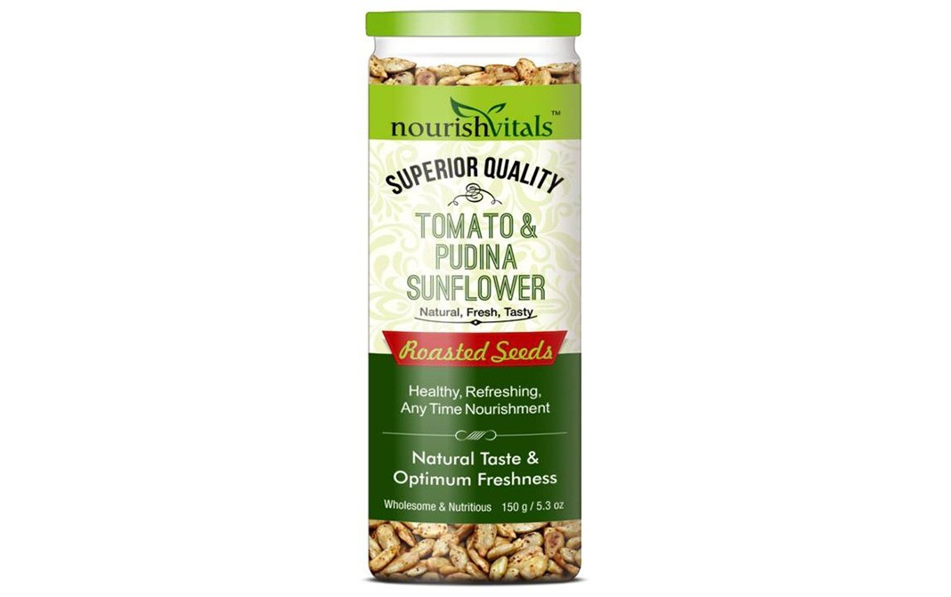 NourishVitals Roasted Tomato & Pudina Sunflower Seeds   Plastic Jar  150 grams